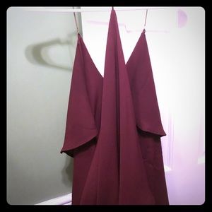 Strappy wine red chiffon top